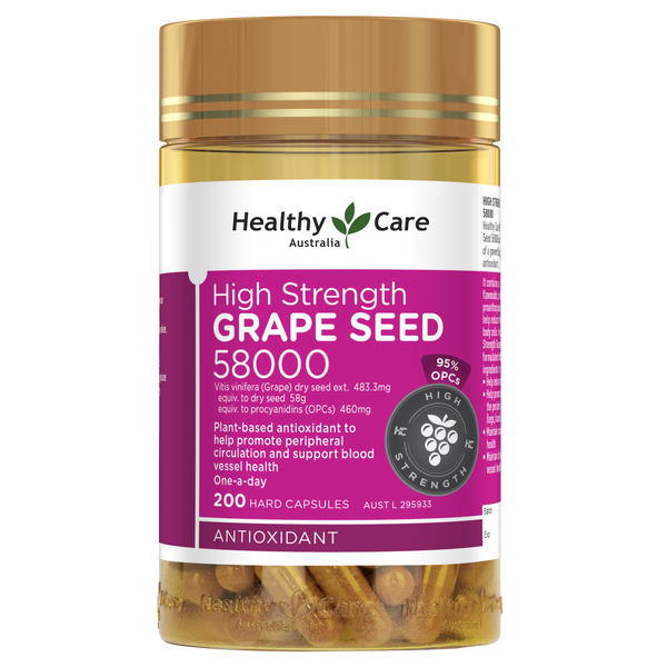 Healthy Care High Strength Grape Seed 58000  200 Capsules