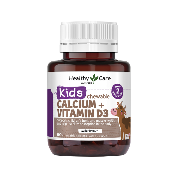 Healthy Care Kids Calcium + Vitamin D3  60 Chewable Tablets