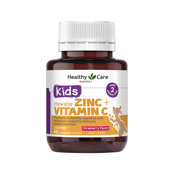 Healthy Care Kids Chewable Zinc + Vitamin C 60 Chewable Tablets